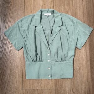 Madewell Drapey Banded Bottom button-down top size Small